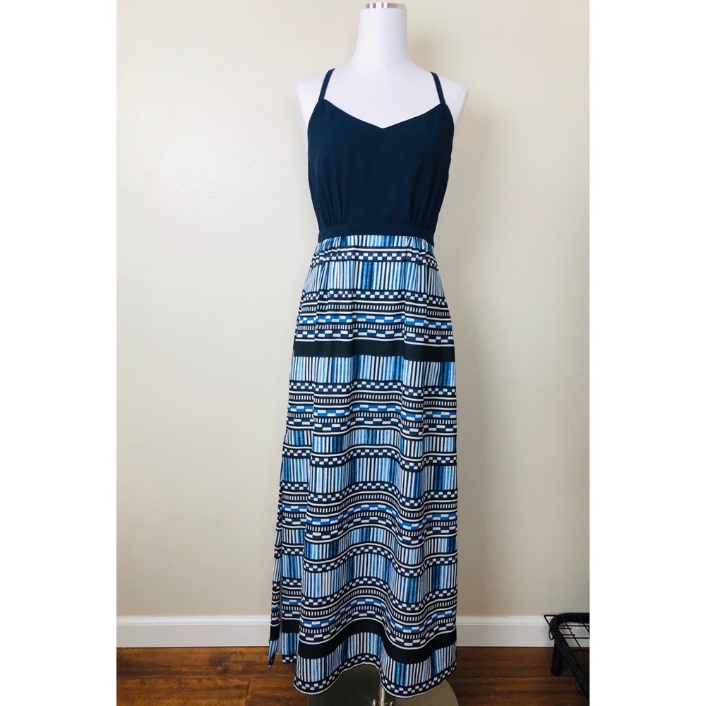 J. Crew Blue Patterned Maxi Dress